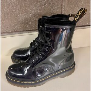 Dr. Martens Shiny Black Bex Patent Leather Lace Up Boots‎ Men's Size 6 Women's 7